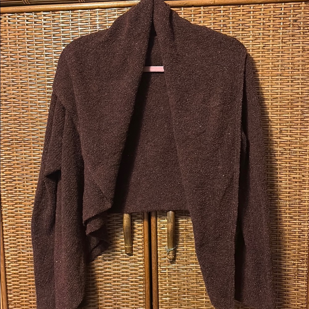 Eileen Fisher Brown Women's cardigan flutter opening size L EUC